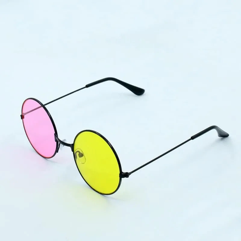 Anime Cosplay Glasses - Yellow Pink Round Frame Sunglasses for Halloween & Costume