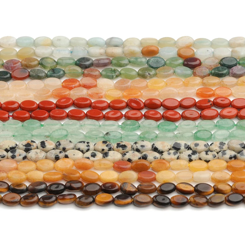 6x4mm Natural Amazonite & Red Jasper Beads Oval Shape Loose Jewelry Making Supplies