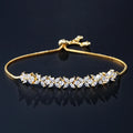Adjustable Zircon Flower Charm Bracelet for Women - Silver, Gold & Green Variants