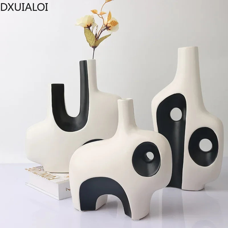 Modern Ceramic Vase - Hand-Painted Home Decor Art Piece, Creative Electroplated Finish