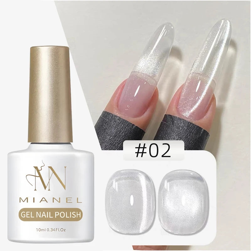 10ML 1-8pcs Universal Glass Beads for Gel Nail Polish - Cat Eye & Magnetic Effects