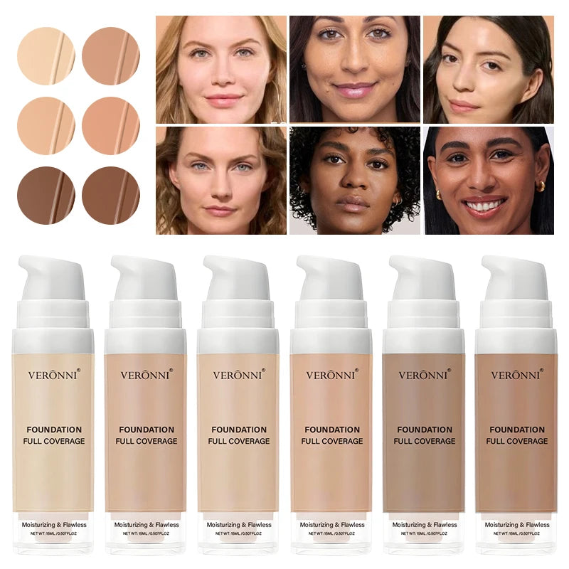 Buildable Full Coverage Liquid Foundation for Custom Skin Tones - Oil Control & Matte Finish