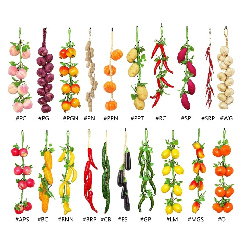 Artificial Fruit and Vegetable Hanging Decor String for Home Kitchen Farm Wall Art