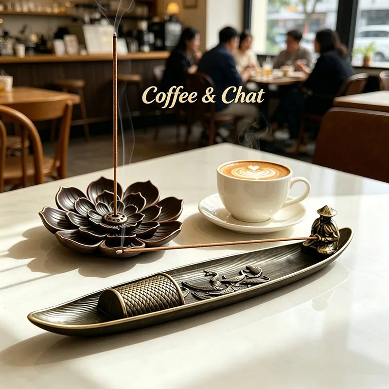 2-Piece Alloy Incense Burner Set for Stick Cone & Backflow Incense - Home Decor