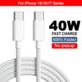 40W USB-C PD Charger Fast Charging Cable for iPhone & Smartphone