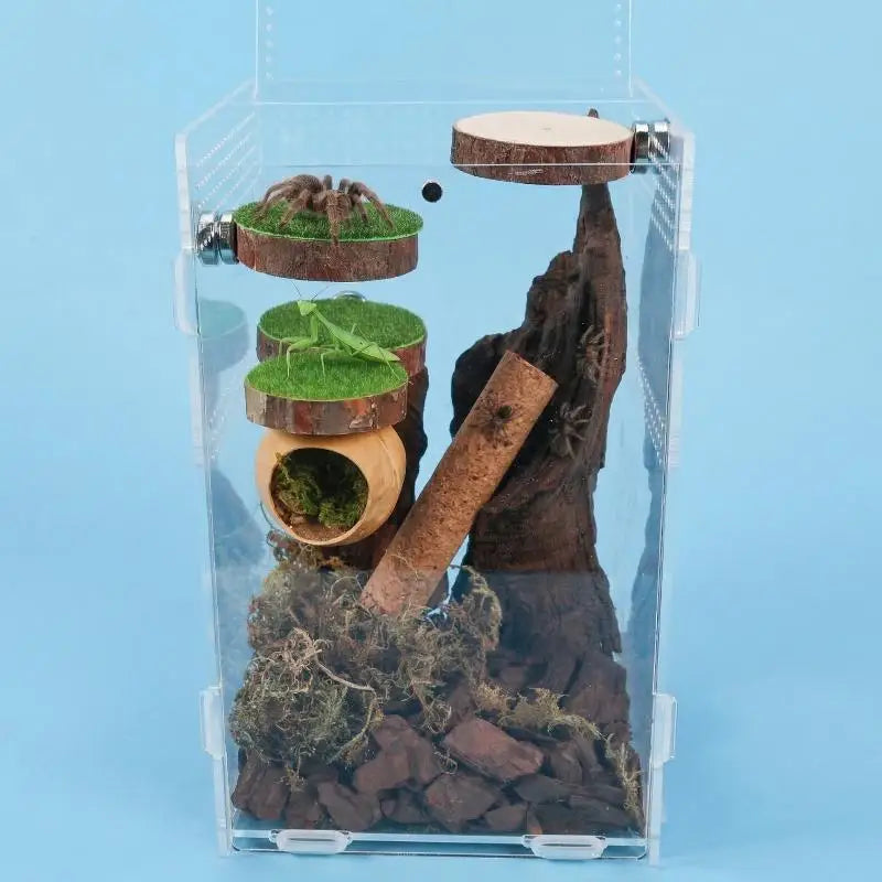 Magnetic Jumping Spider Hide Cave Mini Habitat Handmade Pet Spider Enclosure