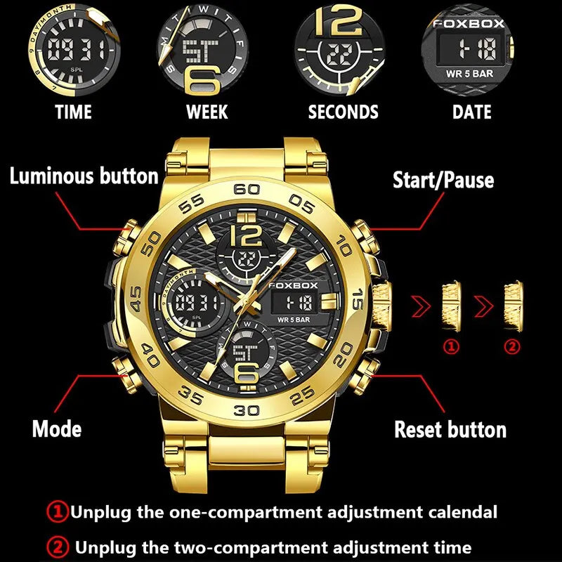 Men's Waterproof Sport Diver Watch with Luminous Hands & Stainless Steel Case