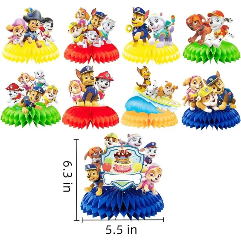 9PCS Paw Patrol Honeycomb Table Toppers for Kids Birthday Party Decor