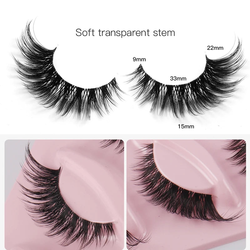 False Eyelashes 5 Pairs Cat Eye Faux Mink Long Winged Elongated Makeup Lashes