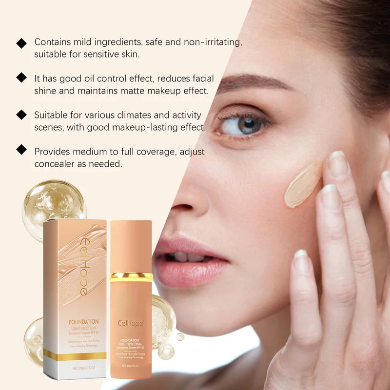 4-in-1 SPF 50+ Liquid Foundation Makeup Base - Matte Waterproof Long-Lasting