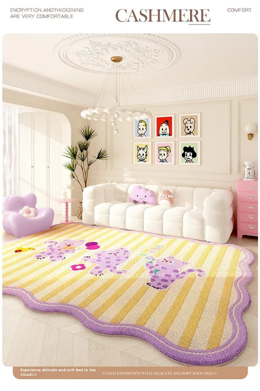 Luxury Living Room Carpet - Imitation Cashmere Non-Slip Floor Mat for Bedroom & Home Decor