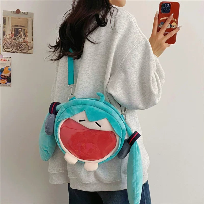 Cartoon Hatsune Miku Shoulder Bag - Large Capacity Anime Backpack for Women