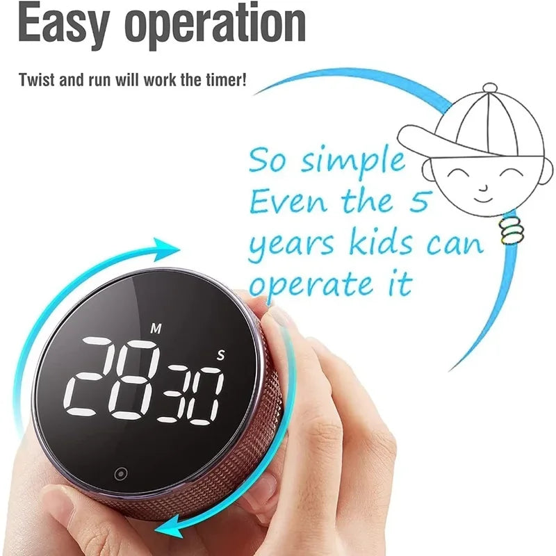 Digital Kitchen Timer with Magnetic Visual Display Large LED Reminder for Cooking and Fitness