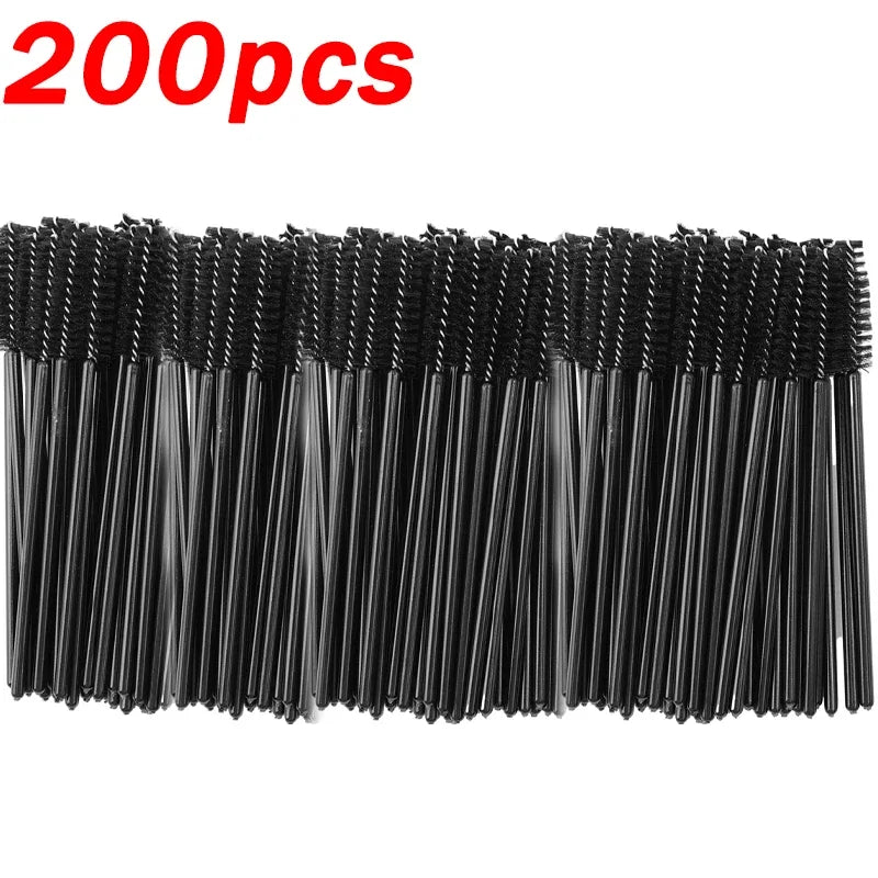 Disposable Eyelash and Eyebrow Makeup Brush Set - Pack of 50, 100, or 200