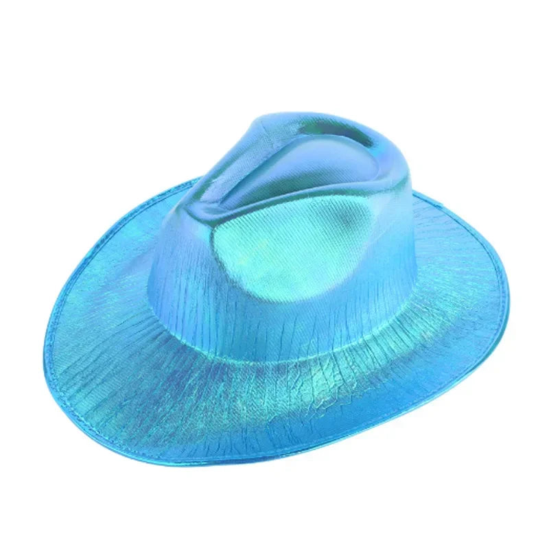 Neon Flash Cowboy Hat for Parties and Halloween - Colorful Space Cowboy Hat with LED Lights