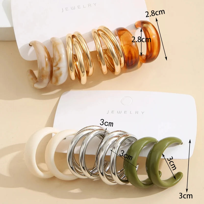 Colorful Acrylic Drop Earrings Set for Women Bohemian Geometric Jewelry 2023 Trend