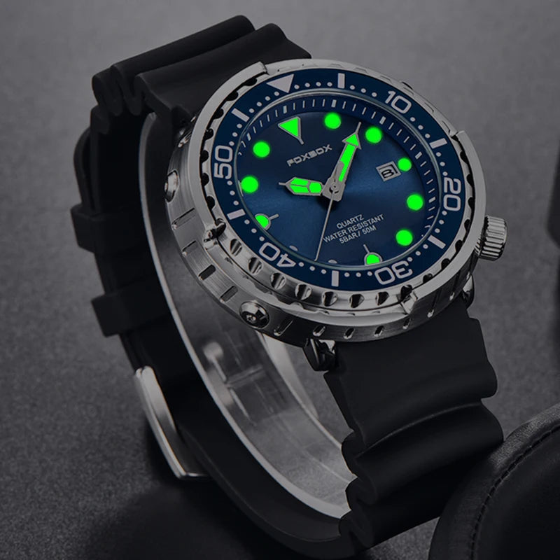 Men's Waterproof Sport Quartz Watch 50ATM Diver Watch with Date