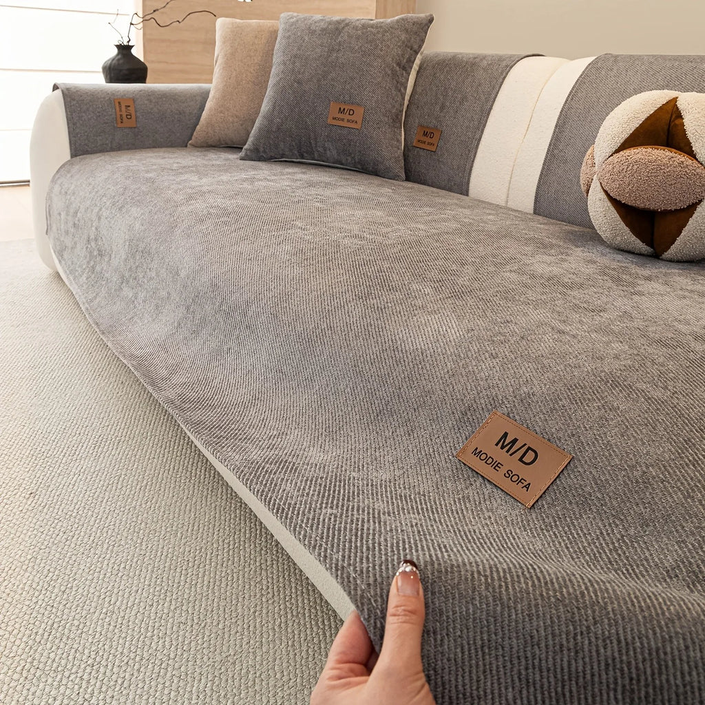 Universal Non-Slip Pet-Friendly Sofa Cover with Chenille Twill Fabric – All Sizes & Colors