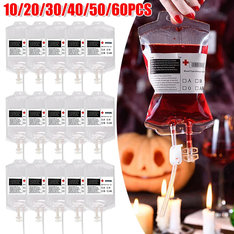 Blood Energy Drink Bags 350ML Halloween Vampire Party Props - 10pcs