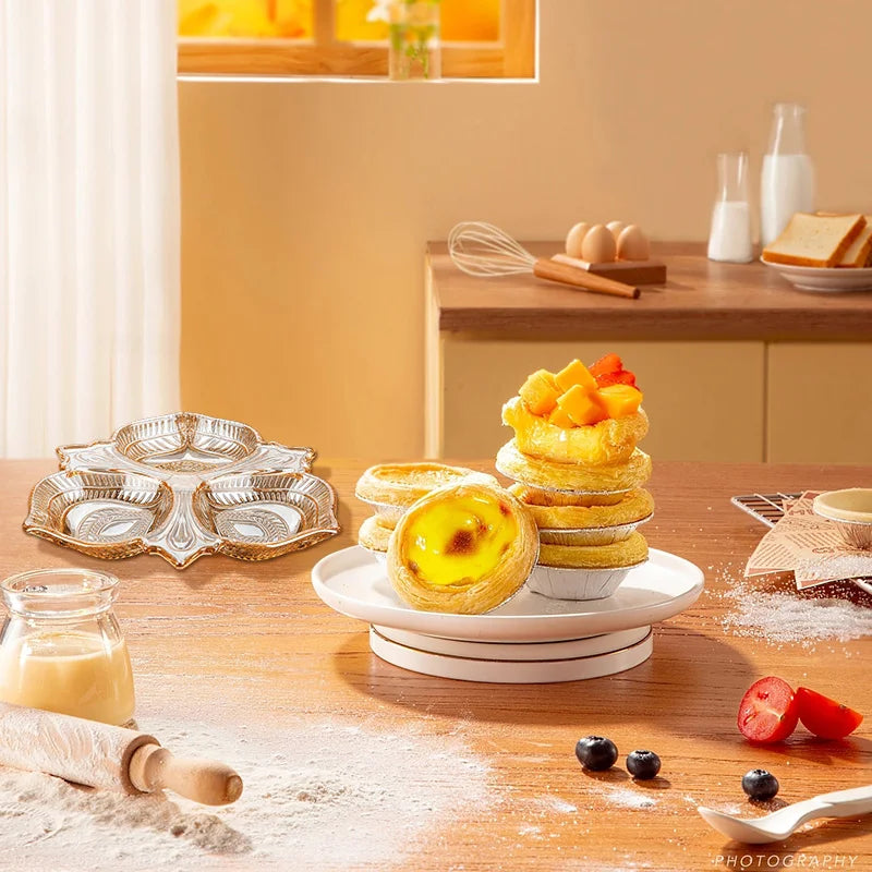Divided Crystal Glass Fruit Tray with Multiple Colors - 26cm Snack & Serving Plate