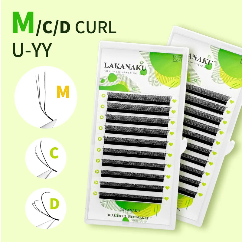 Premade 2D Eyelash Extensions M Curl Fan L-Shaped Eyelash Clusters for Lash Extension