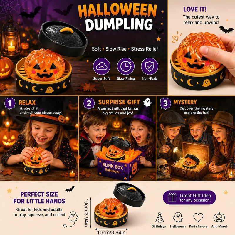 Halloween Mystery Blind Box Glitter Squishy Fidget Toy Pumpkin Ghost Skull Stress Relief