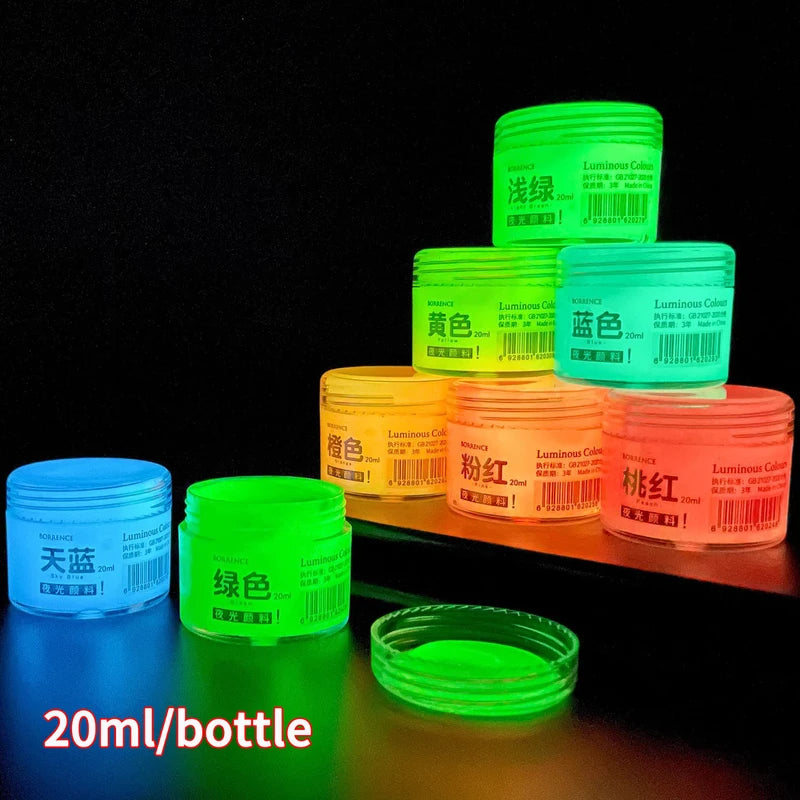 Glow-in-the-Dark Fluorescent Acrylic Pigment 20ml for DIY Art & Crafts