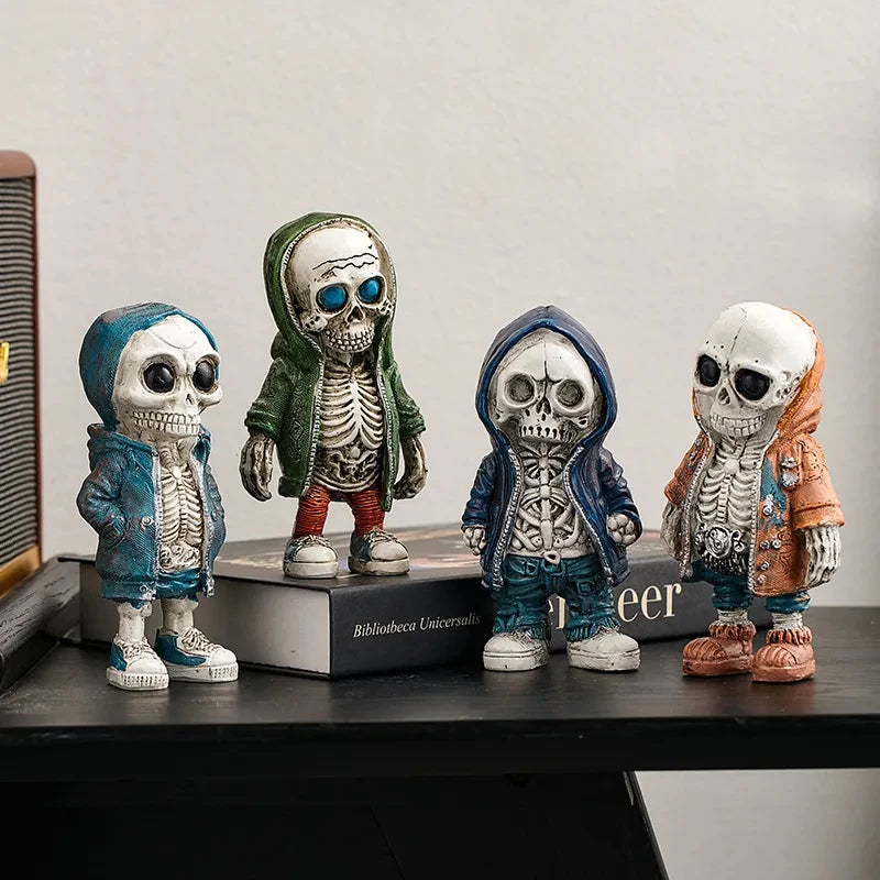Skeleton Doll Resin Figurine Home Decor Retro Street Art Creative Room Accent