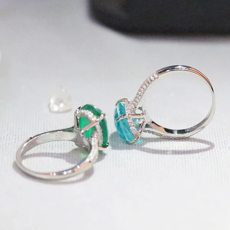 925 Sterling Silver Oval Ring for Women with Paraiba Tourmaline – Engagement Wedding Jewelry