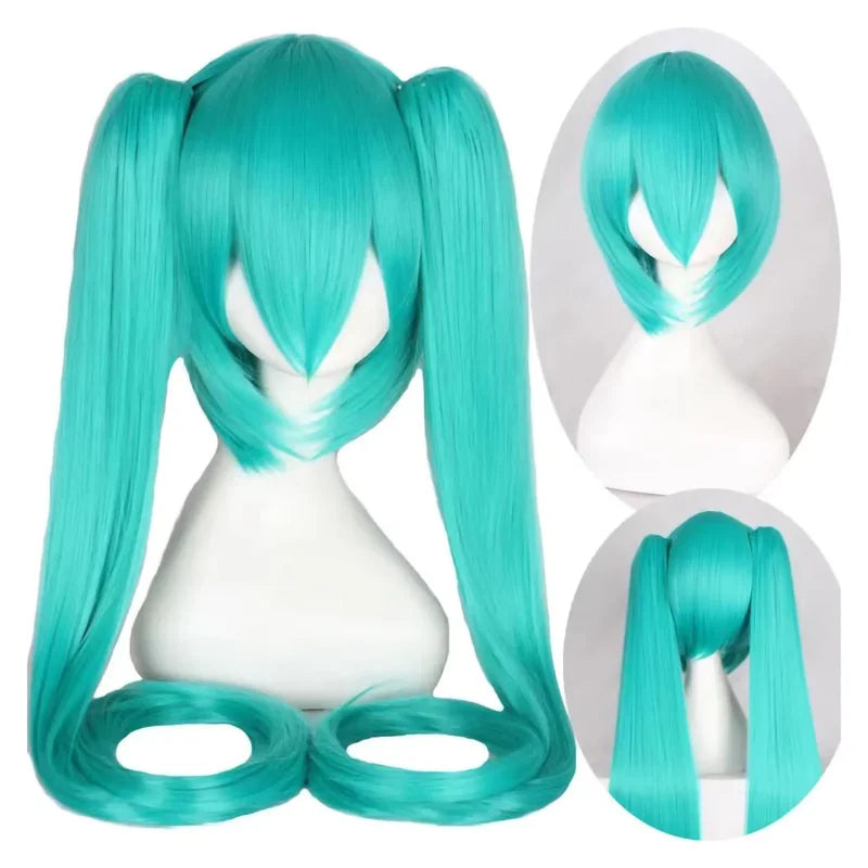 Anime Cosplay Wig with Double Ponytails - 110cm Synthetic Fiber Halloween Costume