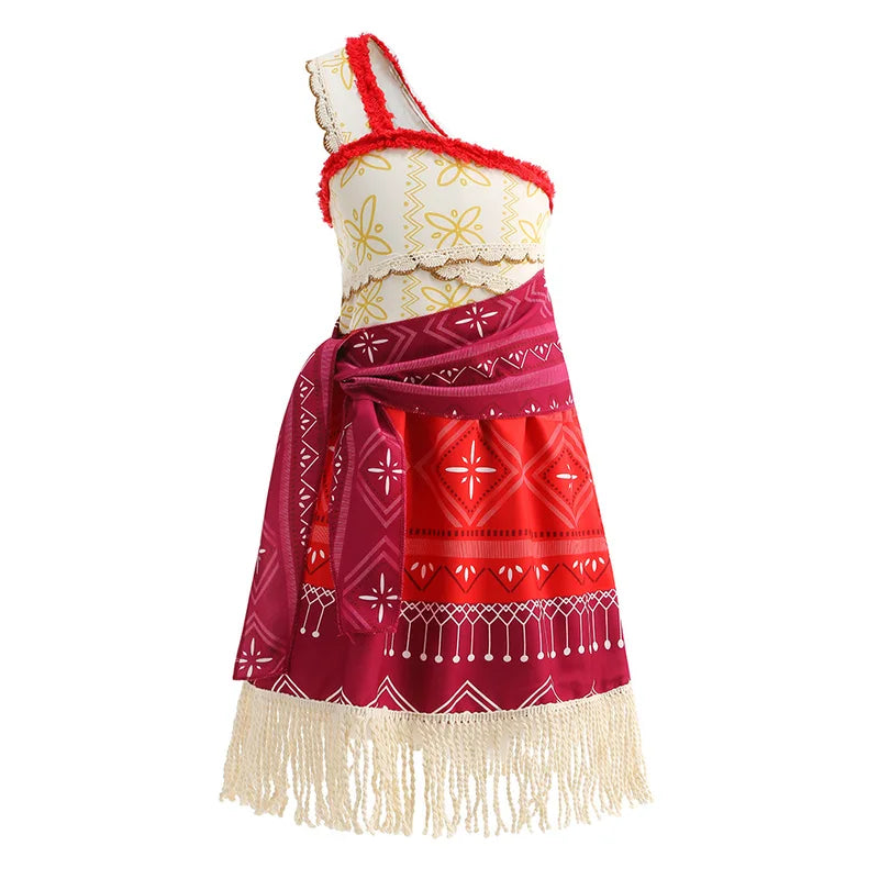 Girls Halloween One-Shoulder Princess Playsuit with Accessories Set - Cute Beach Party Dress