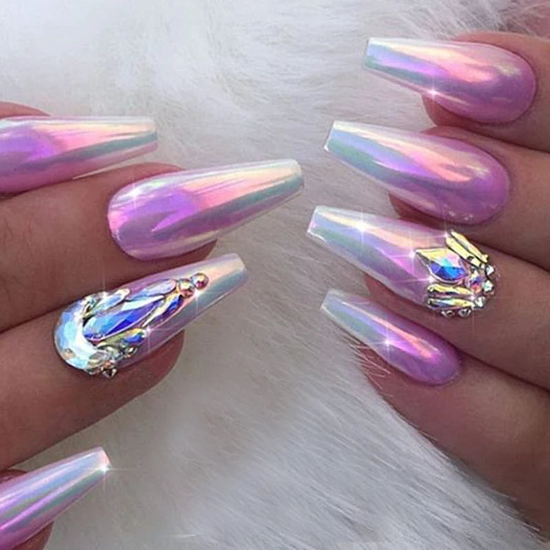 10pcs Iridescent Mermaid Nail Powder Set for Art & Manicure
