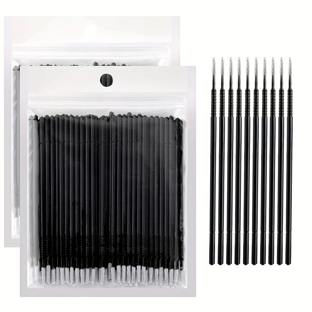 200pcs Eyelash Cleaning Brushes Micro Cotton Swabs for Makeup Removal & Beauty Care