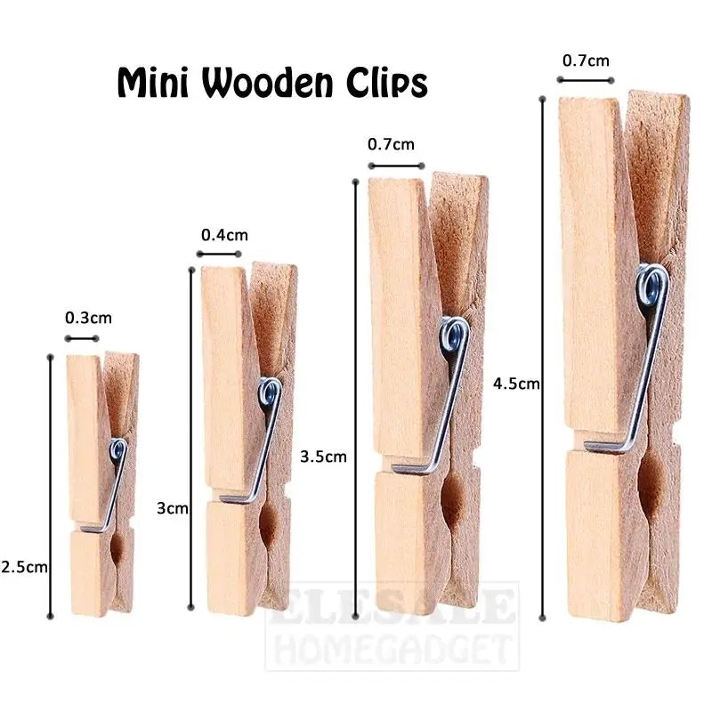 Mini Wooden Clips 50pcs for DIY Crafts Photo & Decoration Pegs