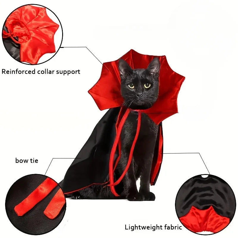 Halloween Vampire Cat Costume Set with Cloak & Hat for Pets