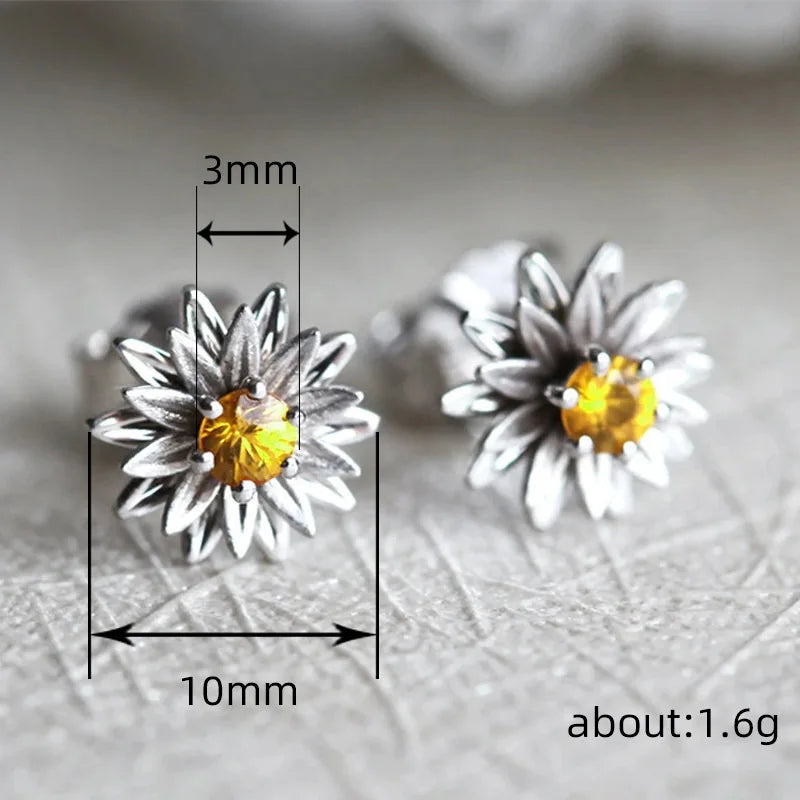 Dainty Flower Stud Earrings for Women - White & Gold Tones, Gift Jewelry