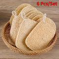 Natural Loofah Exfoliating Sponges - Gentle Body Scrubber for Shower & Bath, Bamboo Fiber Cleaning Pads, 4-6 Pack