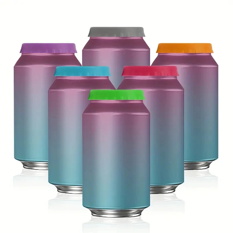 6 Pack Silicone Can Lids - Leakproof Soda & Beer Bottle Seals