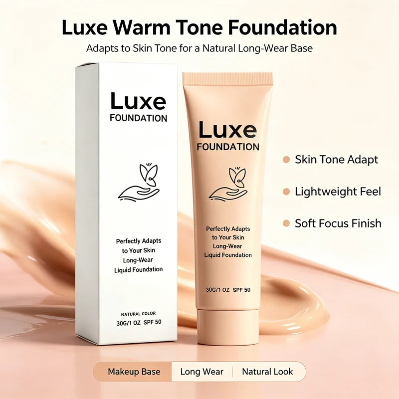 Temperature Changing Foundation Set Long Wear Liquid Makeup SPF 50 Natural Glow 30g