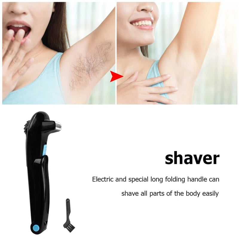 Electric Back Hair Shaver Cordless Foldable Body Razor Pain-Free Hair Removal