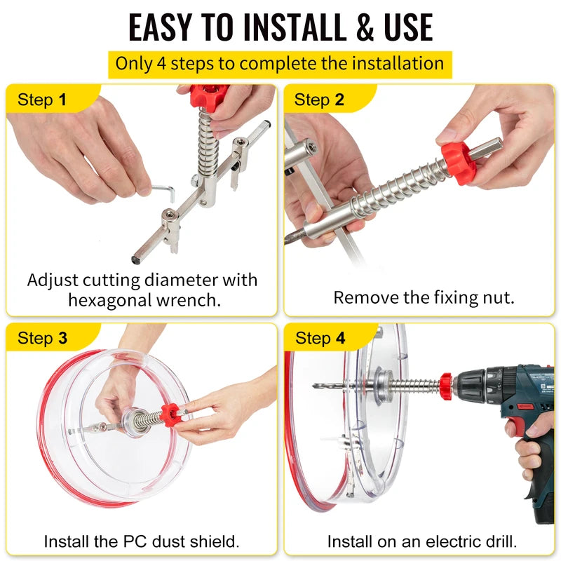 Adjustable Steel Hole Saw Cutter Kit for Wood, Sheetrock, Veneer, Slate - 40-200mm