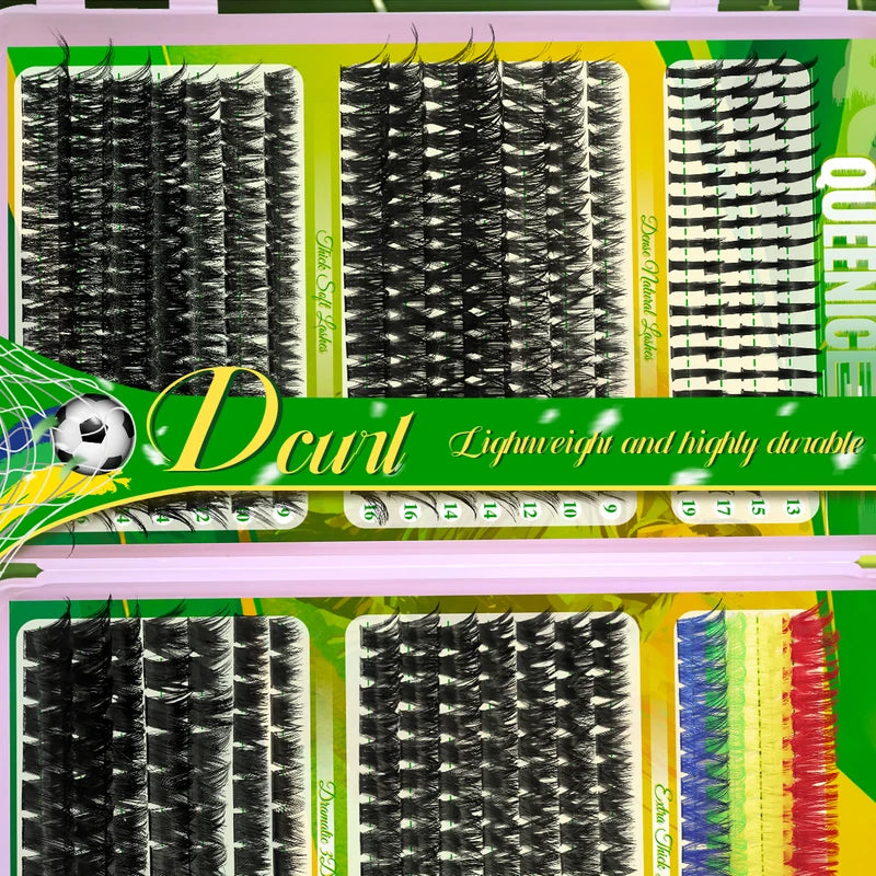 Colorful Eyelash Extension Clusters - Spiky Volume Lash Sets, 60D-150D Mix