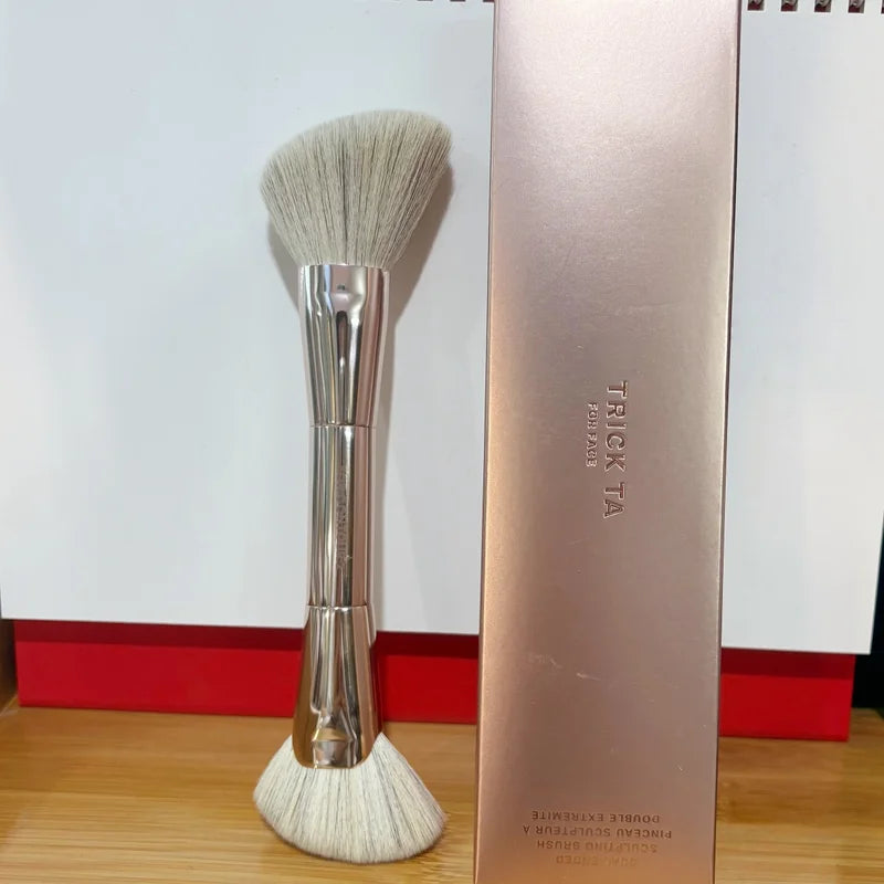 Dual Ended Foundation Brush - Flat & Dome Makeup Blending Tools
