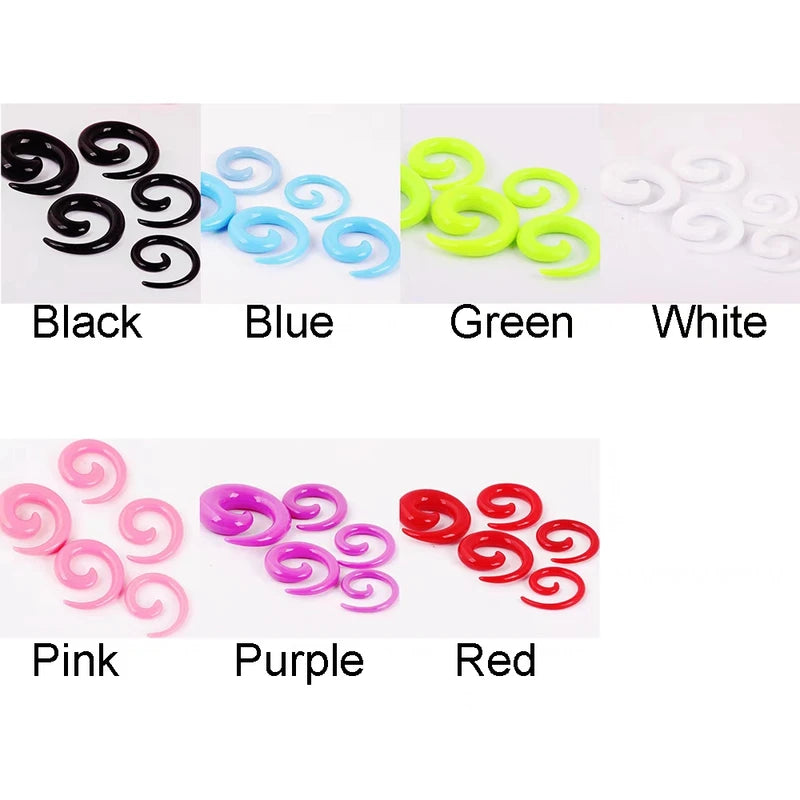 Multicolour Acrylic Ear Plugs & Tapers Set for Stretching - 1.6mm to 10mm
