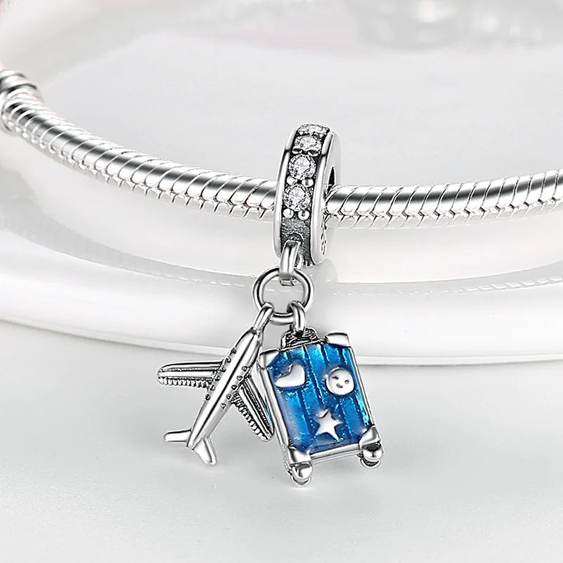 Travel Sunflower & Lucky Four Leaf Clover Charms for Jewelry Making - Silver, Orange, Lavender, Sky Blue