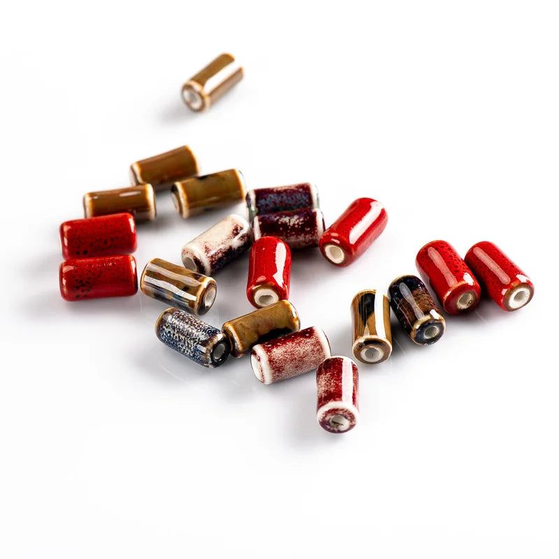 Multicolor Cylindrical Ceramic Beads for Jewelry Making 17mm DIY Craft Supplies