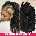 Brazilian Human Hair Curly Wig 16-36in Seamless Glueless Half Wig for Natural Look
