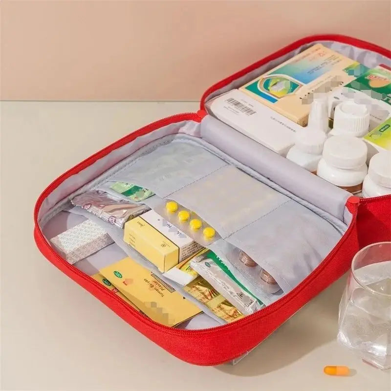 Large Capacity Portable Medicine Bag with Multiple Compartments for Travel and Home Storage