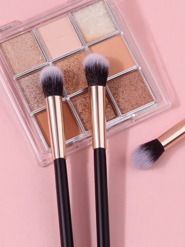 3-Piece Professional Eye Makeup Brush Set - Soft Synthetic Fiber Eyeshadow Blending Tools