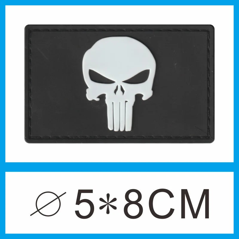 Luminous Skeleton Head Patch with Hook Backing for Tactical Backpack & Gear